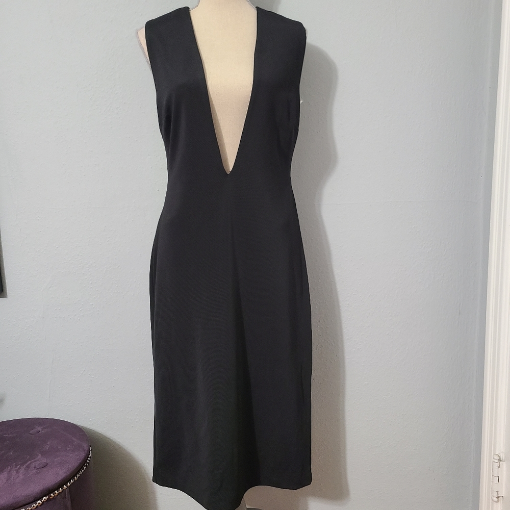 AQ/AQ Deep Plunge Backless Black Dress NWT Size 12